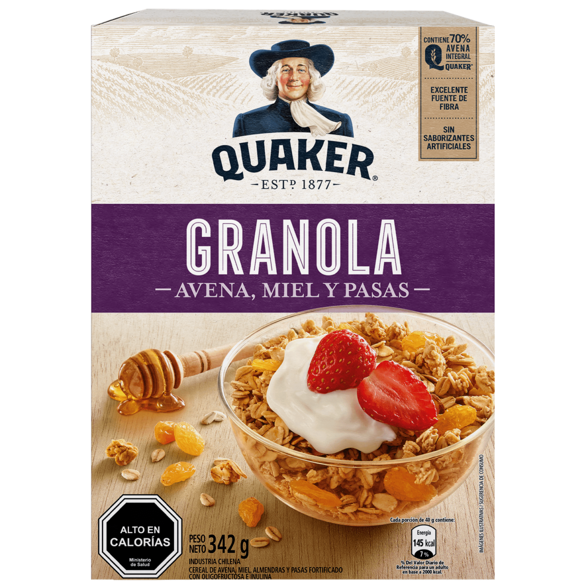 Granola Quaker Miel Almendras Pasas 16x342g Valle Patagonia
